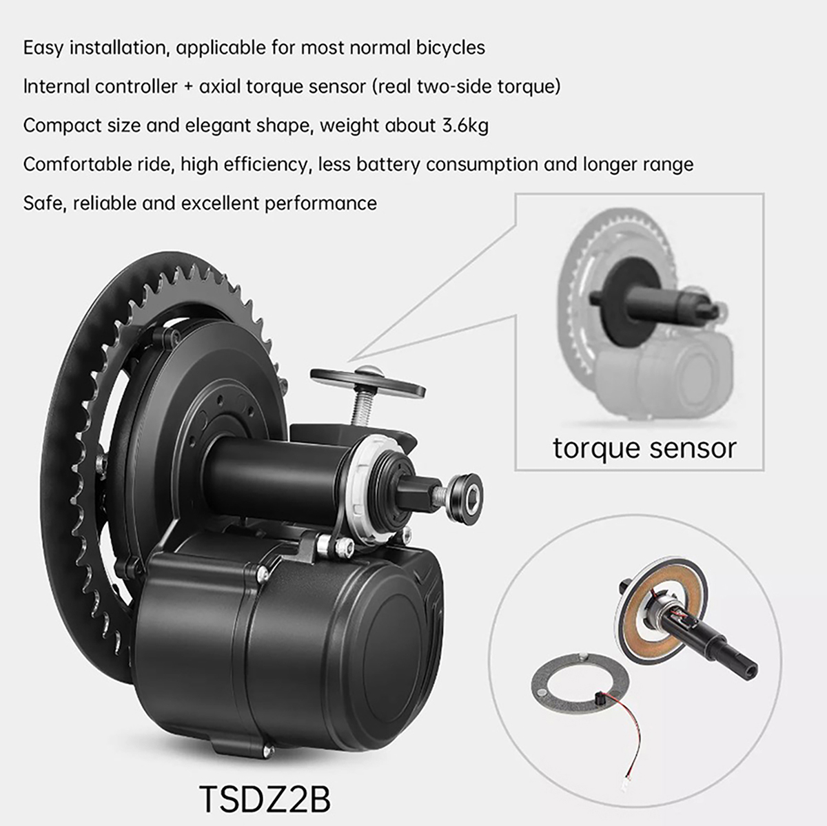 New Version Tongsheng 48V 500W - Torque Sensor Mid Drive Motor Kit 评论和价格